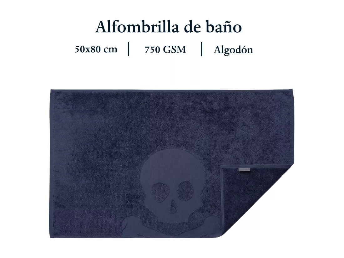 Tapis de bain Skull 50x80cm 100% Coton 750GSM Bleu marine Scalpers Home