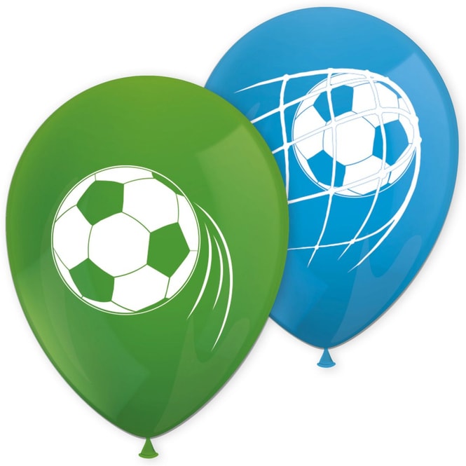 8 Latexballons - Fußball - blau und grün