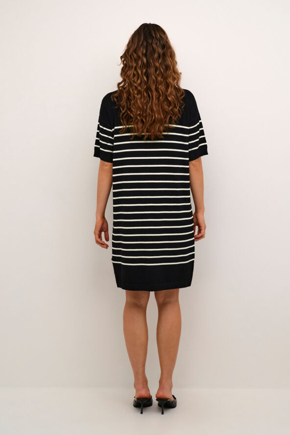 Kaffe KAlizza Narrow Stripe Dress Black/ turtle dove stripe