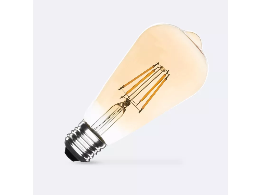 Ampoule LED Filament E27 6W 600 lm Dimmable ST64 Gold No Flicker 2700K Blanc chaud