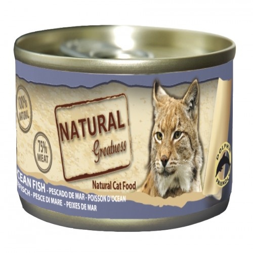 Pacote com 12 latas de comida úmida para gatos, sabor peixe do mar.