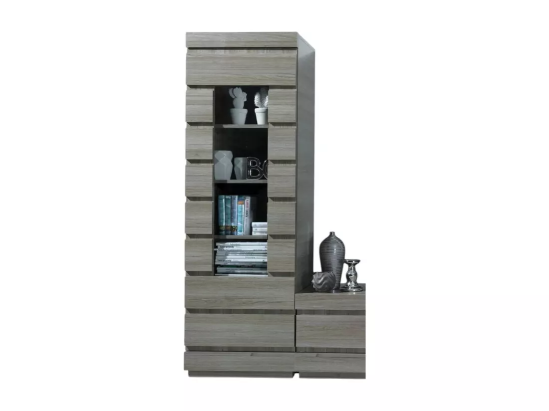 Vitrine DUCAL - 1 Porte - Coloris Effet Bois Gris - 60 x 50 x 185 cm
