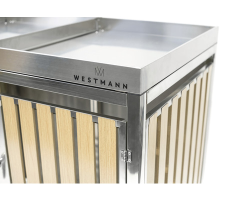 WESTMANN bakkenkast inclusief twee plantenbakken, 134 x 84 x 125 cm, zilverkleurige houtlook