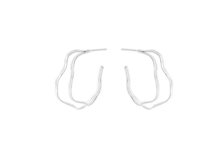 Pernille Corydon  Small Double Wave Hoops - sølv