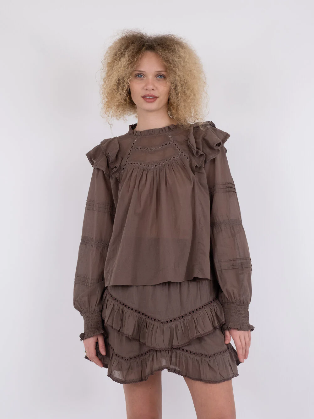 Neo Noir  Simkie S Voile bluse - lysebrun