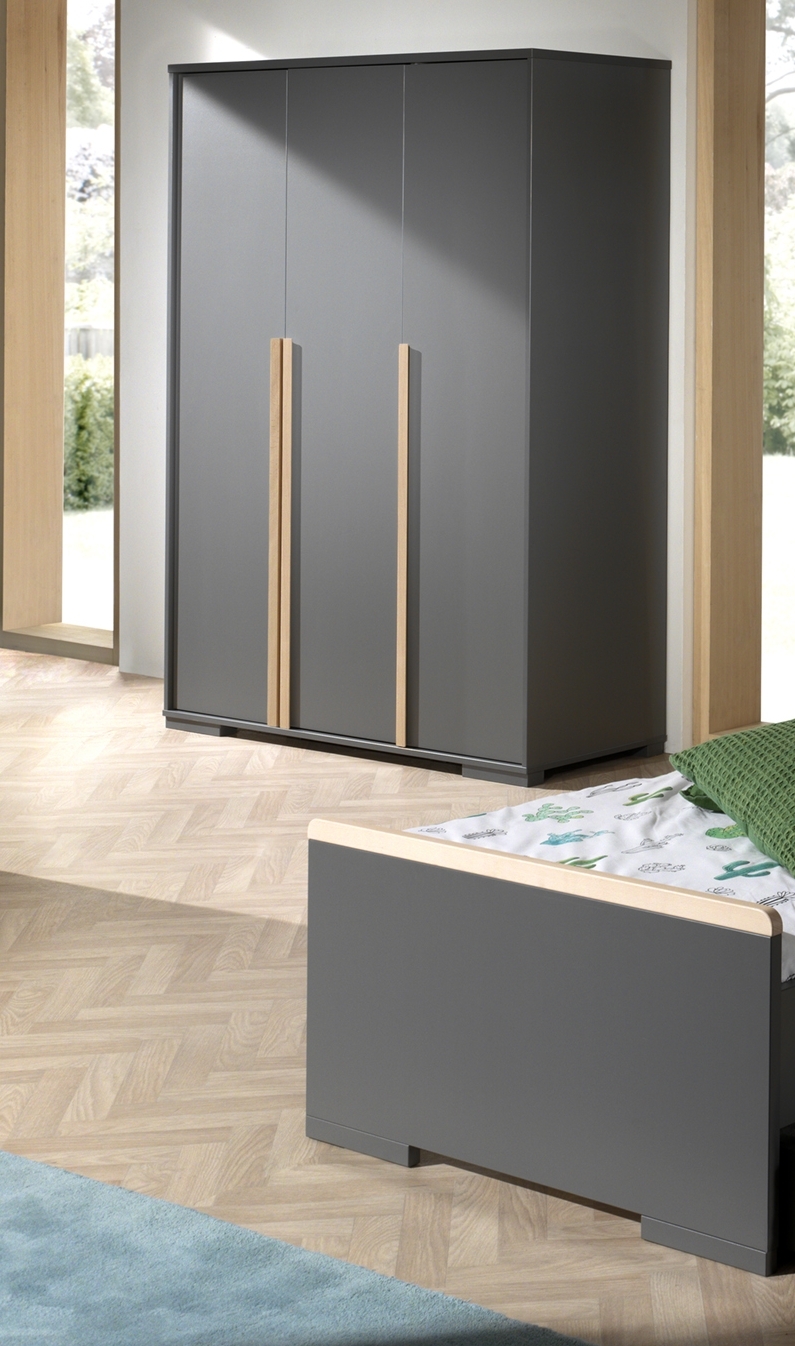 Kleiderschrank LONDON - anthrazit - 145,6 cm breit