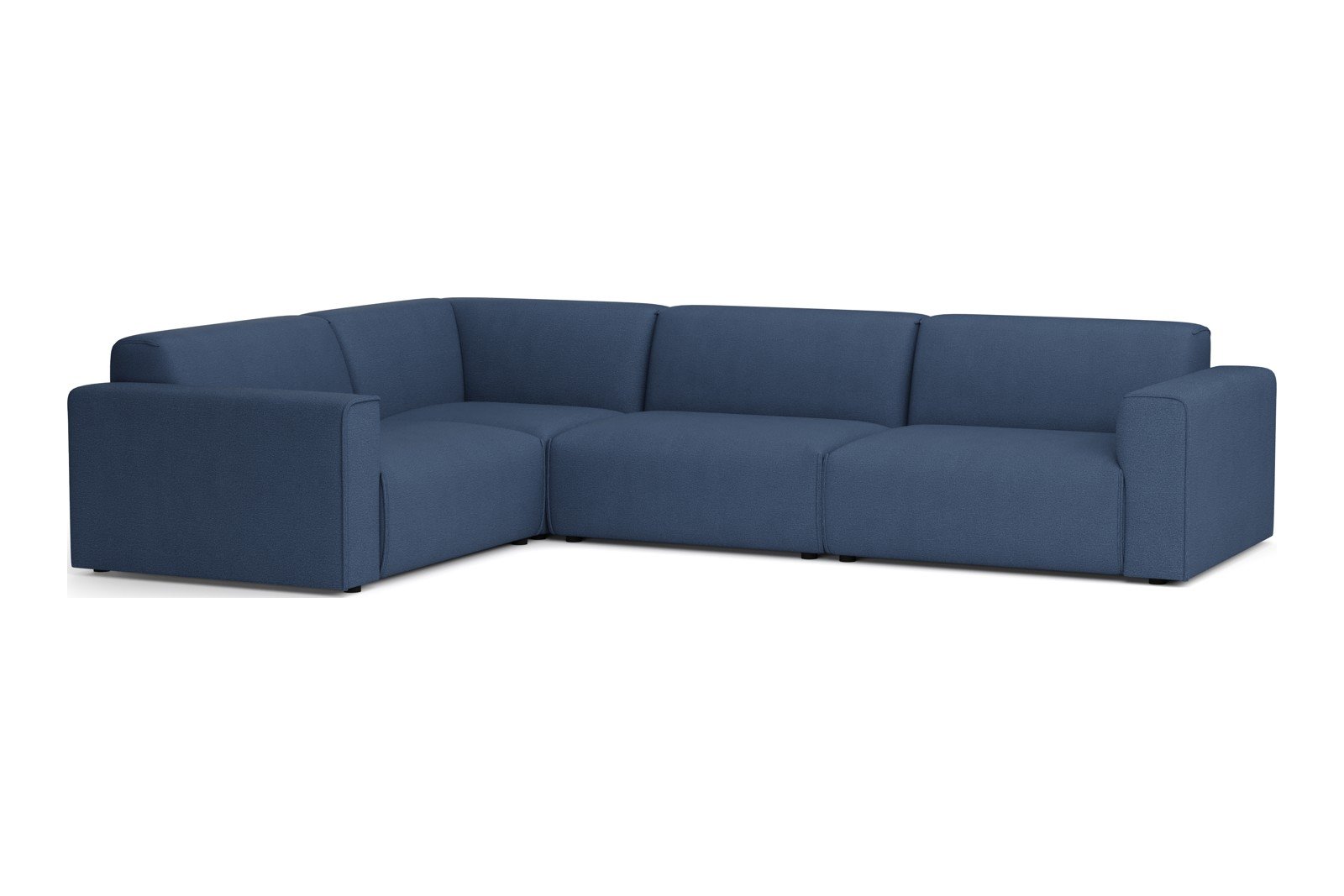Monaco hjørnesofa 1,5/3 hjørnesofa. Tekstil Brego 86 Blue med sorte ben. Std komfort.