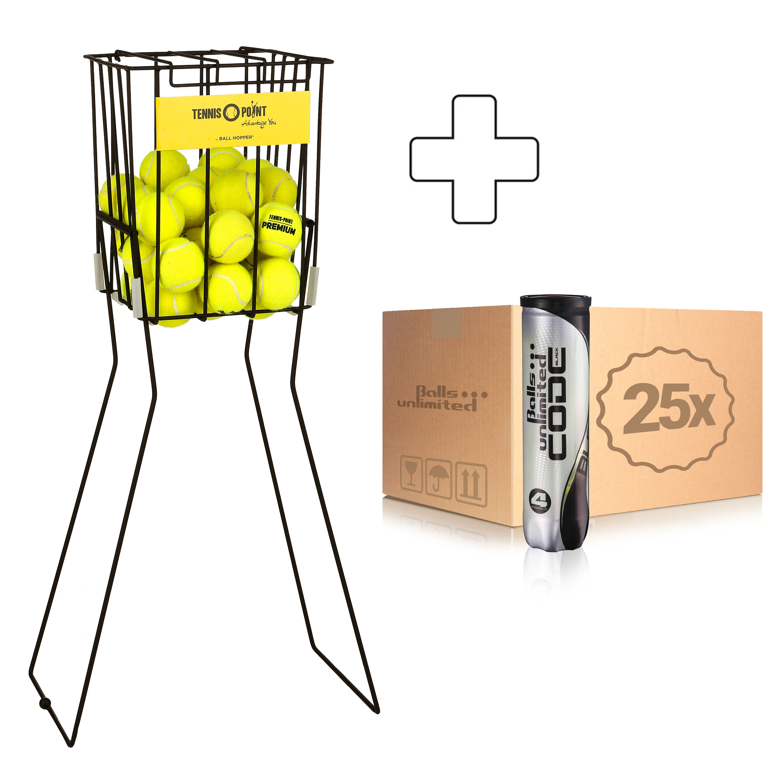 Balls Unlimited Code Black 25 Tubes De 4 + Panier Ramasse Balles