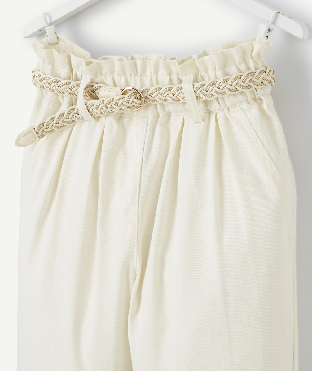 PANTALON FLUIDE BEIGE FILLE EN VISCOSE RESPONSABLE AVEC CEINTURE