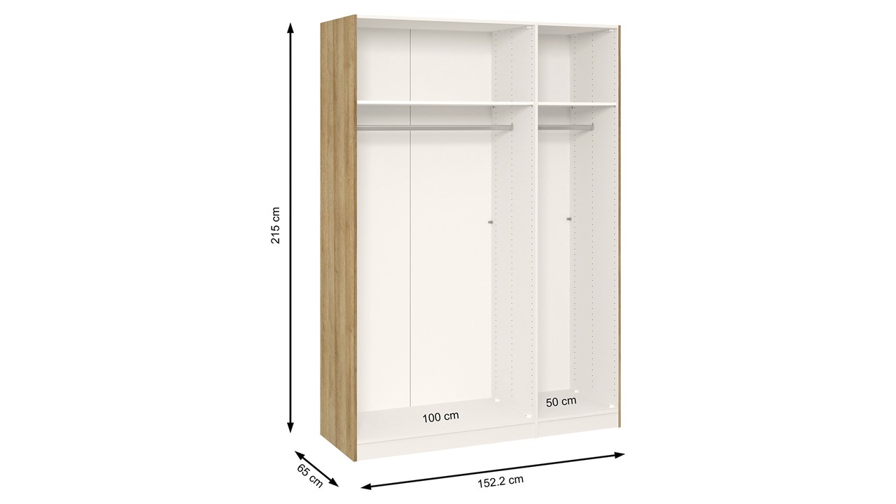 Schuifdeurkast Kixx met glasdeuren eiken/wit