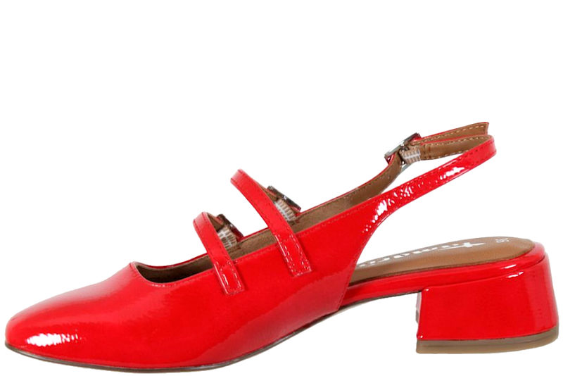 TAMARIS SLINGBACK I RØDT PU LAK