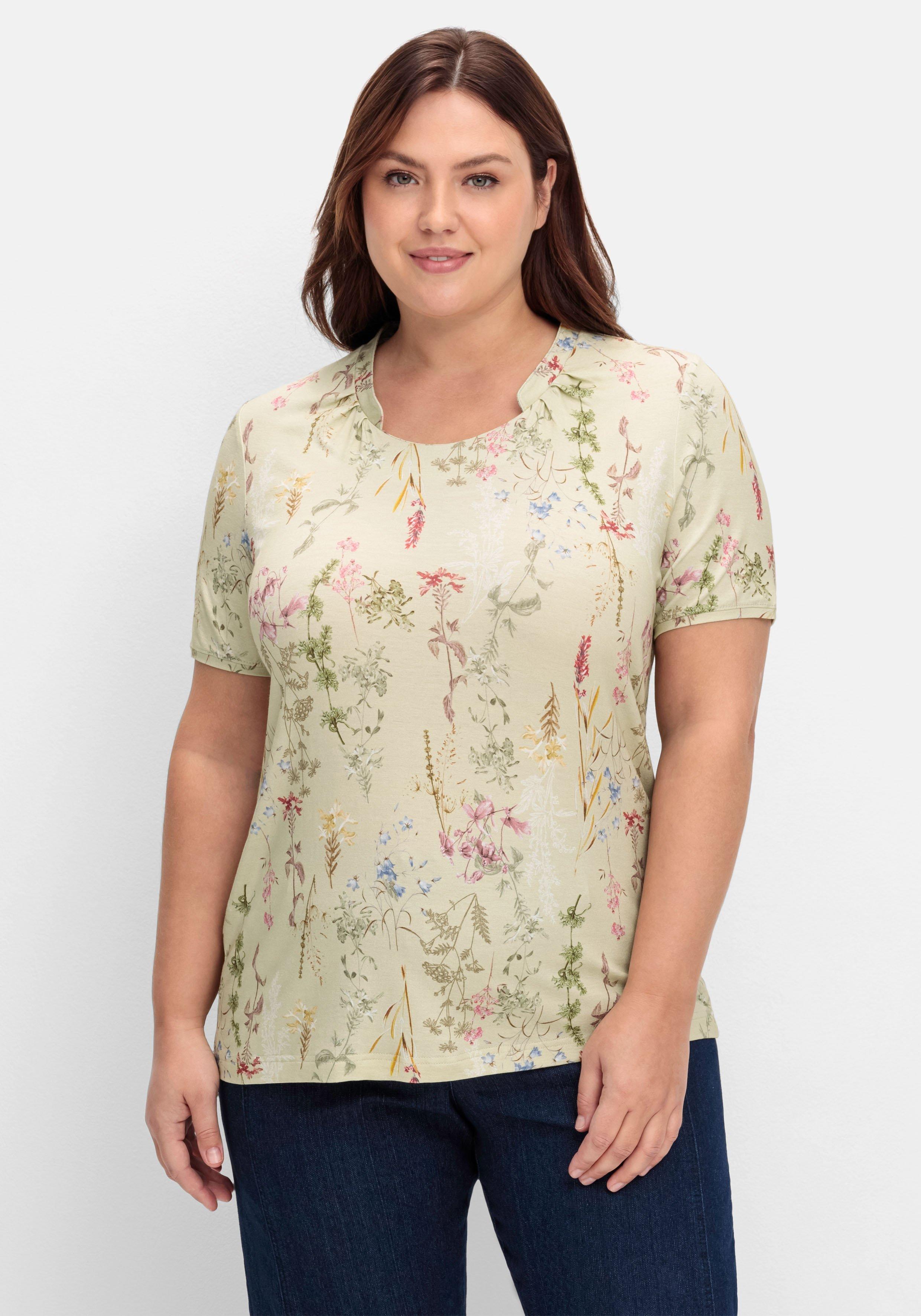 Shirt mit Faltenpartie am Stehkragen