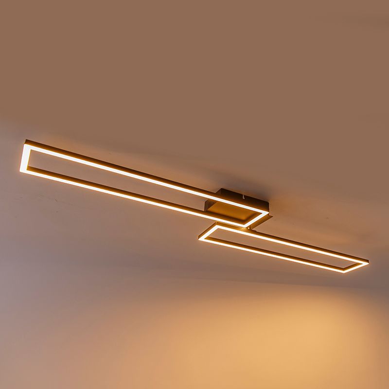 Plafondlamp langwerpig zwart 3-staps dimbaar - Plazas Novo