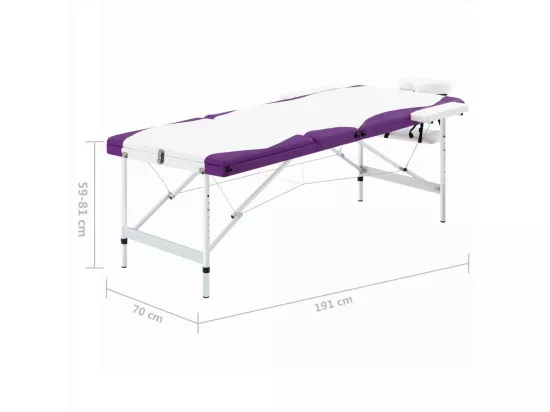 Table de massage pliable aluminium blanche 191 x 70 x 59 cm 02_0001820