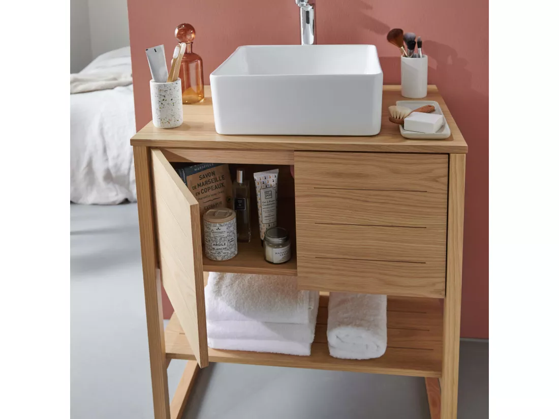 Meuble simple vasque chêne 70 cm ATOLL