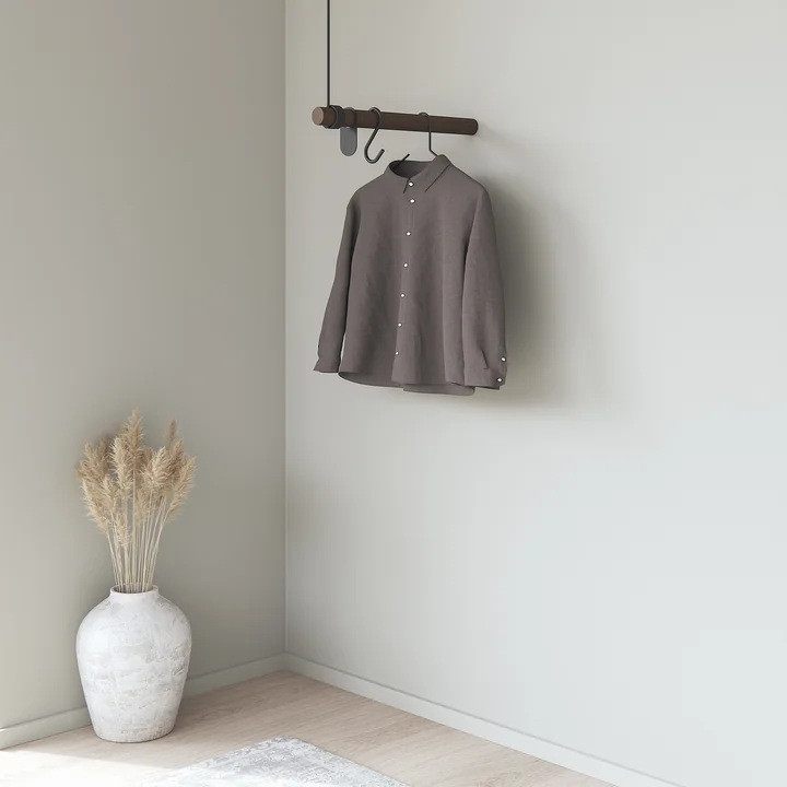 Lind DNA - Wall Swing Wandgarderobe 50 cm, Eiche natur / Leder natur