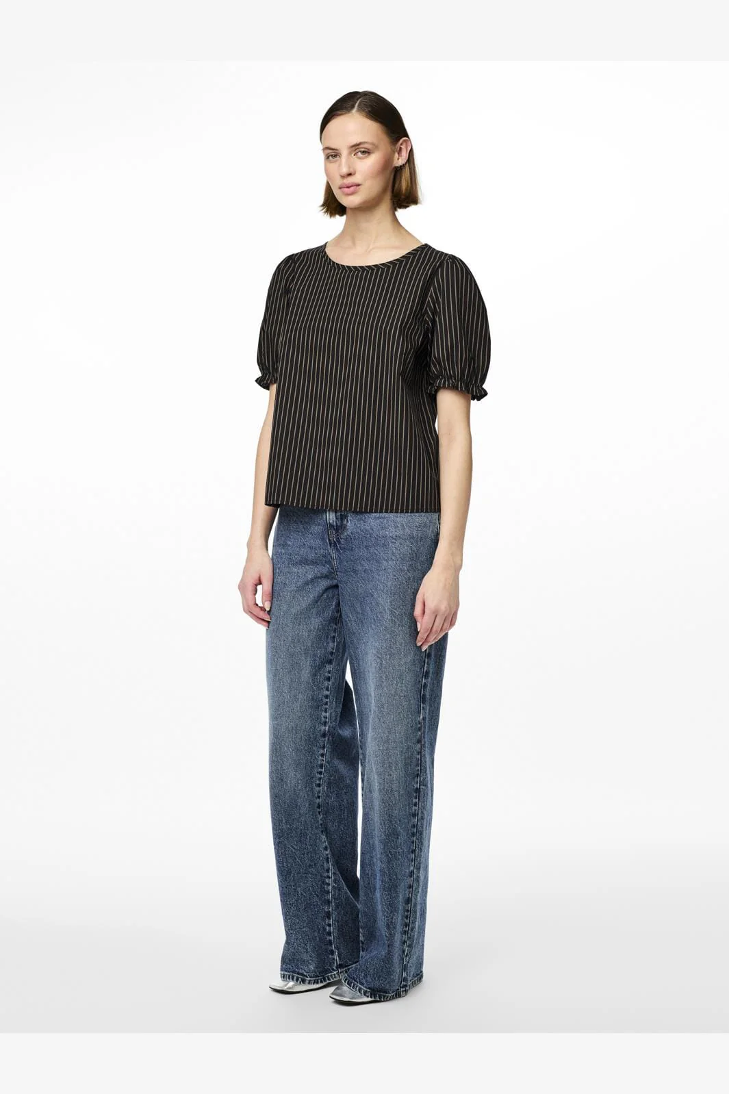 Pieces Pcpenny 2/4 O-Neck Top Camp Mm 4586947 black fossil