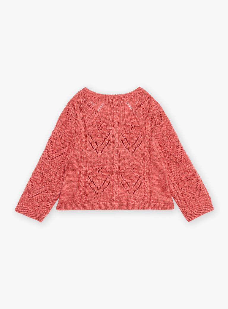 Cardigan rose passion en tricot ajouré