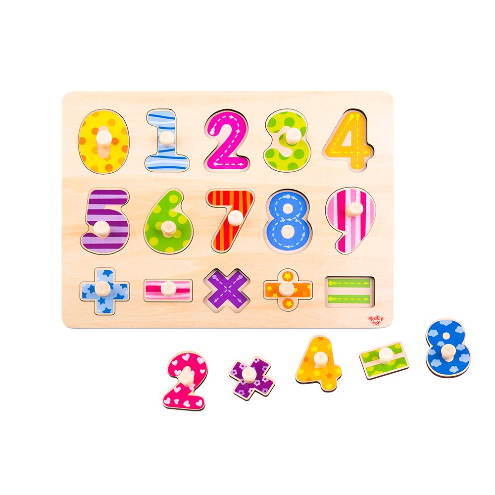 Tooky Toy Kinder Zahlen Puzzle Holz TY851 Steckspiel aus Holz bunte Zahlen