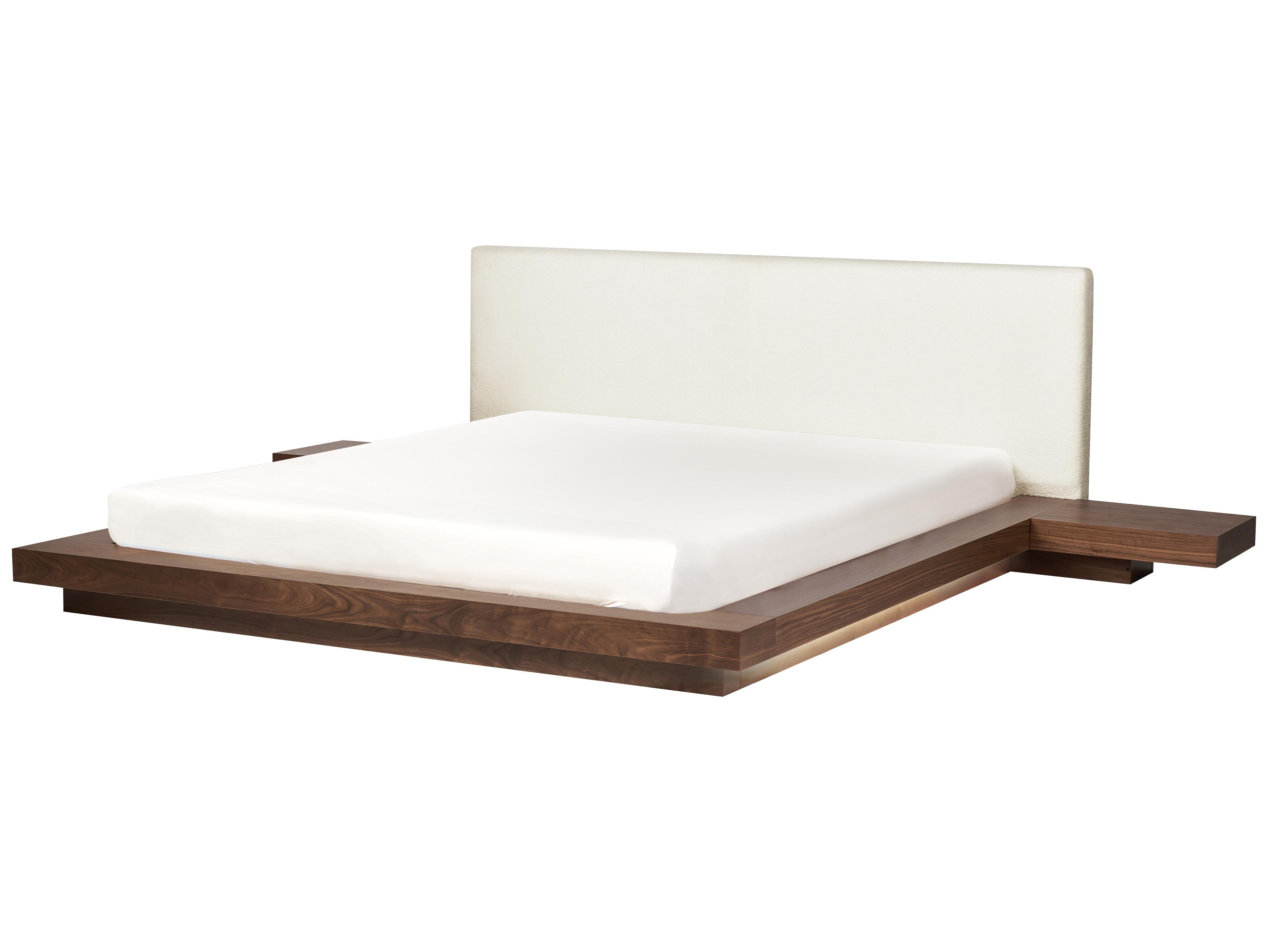Bed met LED-verlichting Bouclé ZEN 180 x 200 cm LED Bruin essenhout