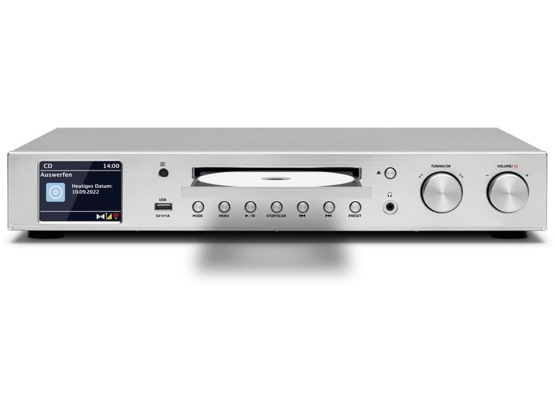 Technisat Radio-Tuner DigitRadio 143 CD V3 Silber HiFi-Komponente für DAB Empfang mit Streaming-Funktionen und CD-Player