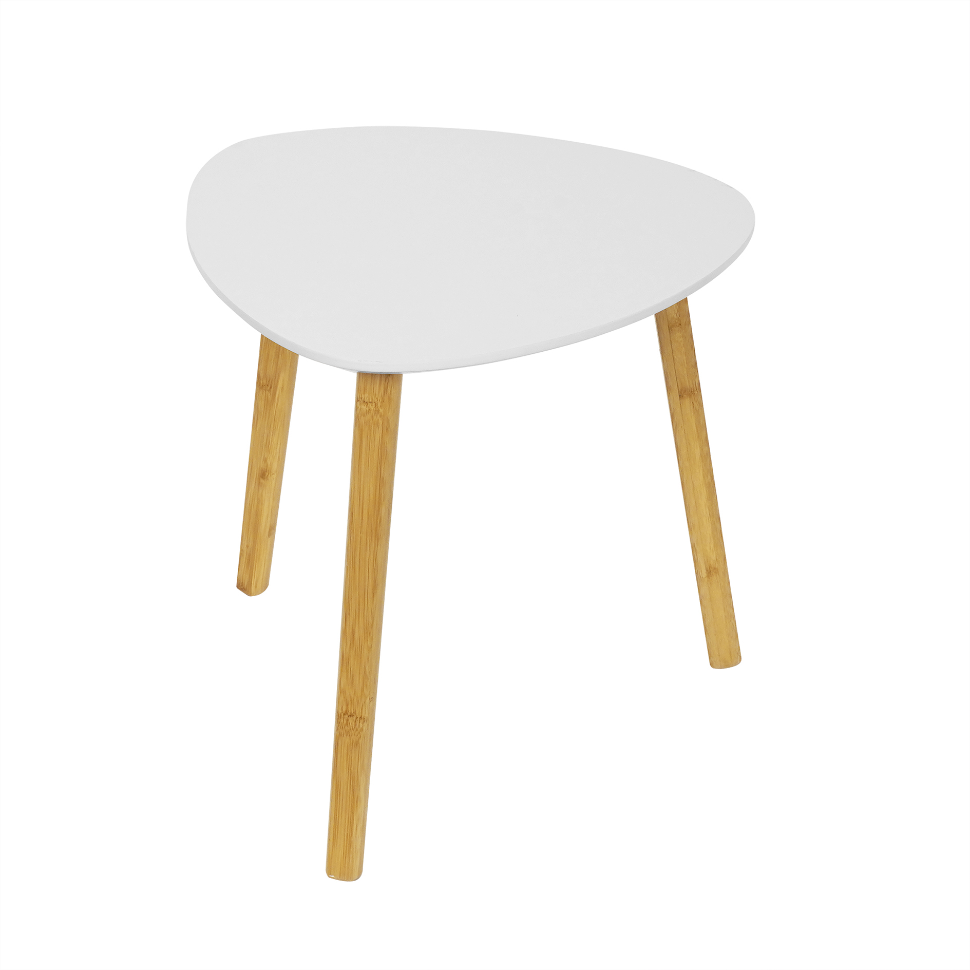 Beistelltisch - weiß - Bambus - dreieckig - Ø 40 cm