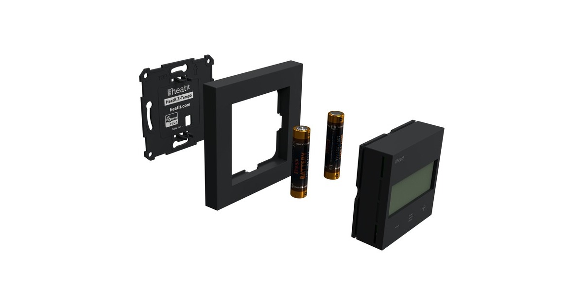 heat itZ-Temp3 Z-wave Battery Thermostat  (Zwart (mat))