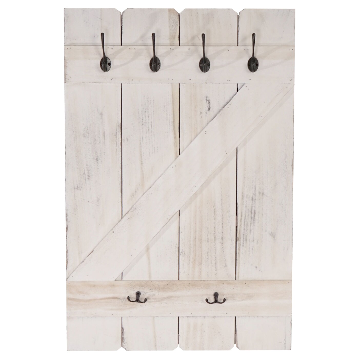 Wandgarderobe MCW-D13, Garderobe Garderobenpaneel, 6 Haken 91x60cm ~ shabby-weiß