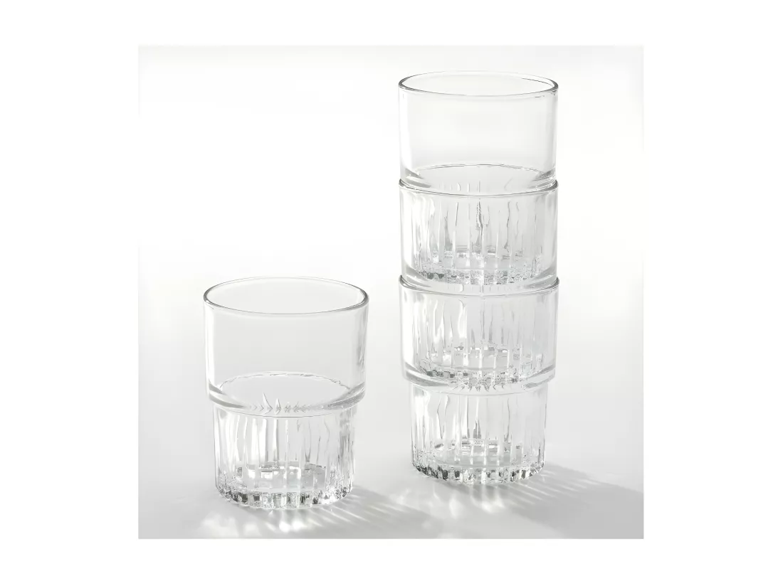 Lot de 4 Gobelets Empilables Duralex 20 cl - Verre Trempé Résistant aux Chocs - Fabriqué en France