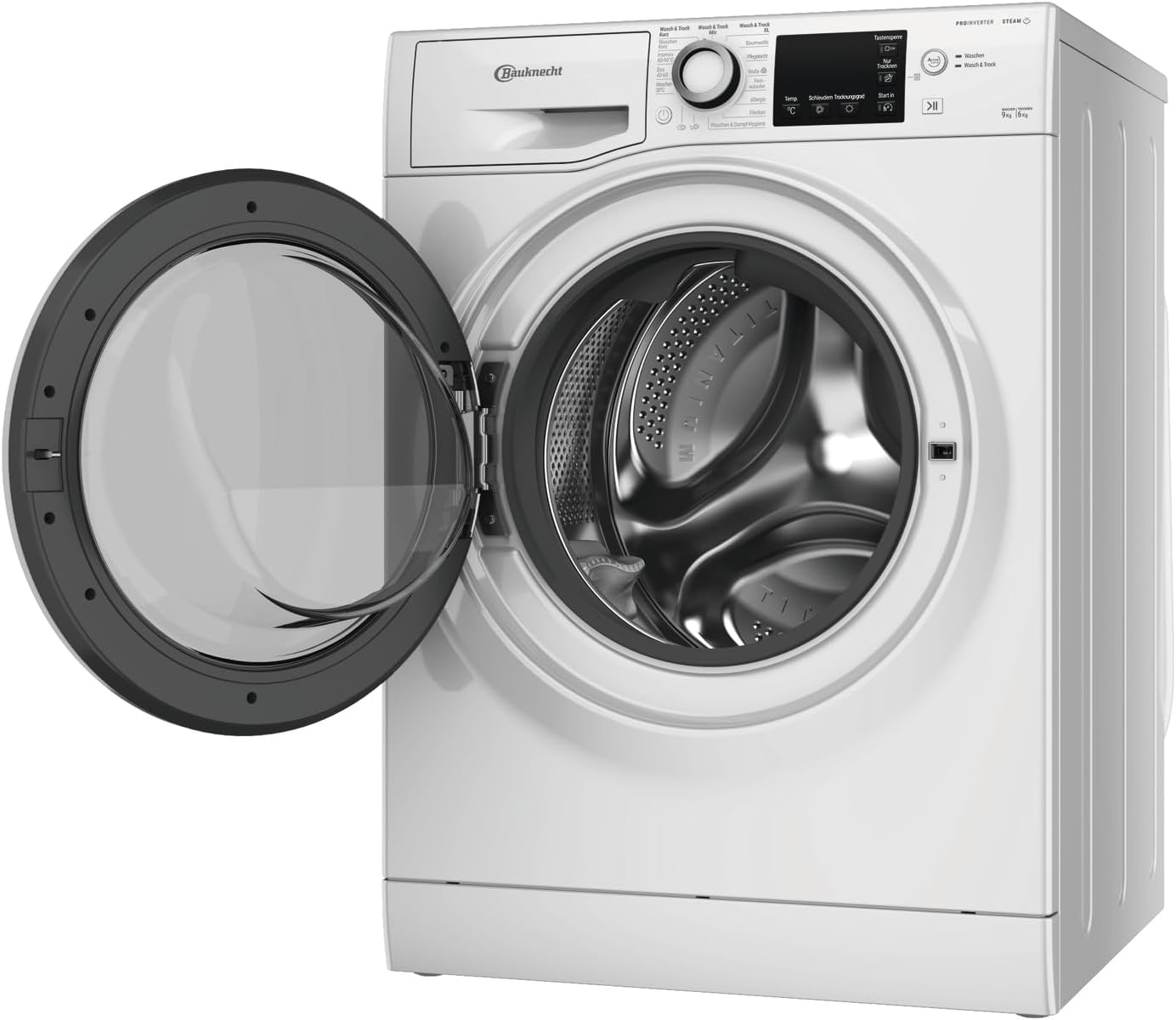 Bauknecht WATK Sense 9614 C Waschtrockner (9/6 kg)/ Active Care Color+/ Dynamic Inverter-Motor/Antiflecken-Programm/Anti-Allergie-Programm/Kurz 30'/ Waschen & Trocknen XL & Trocknen Mix
