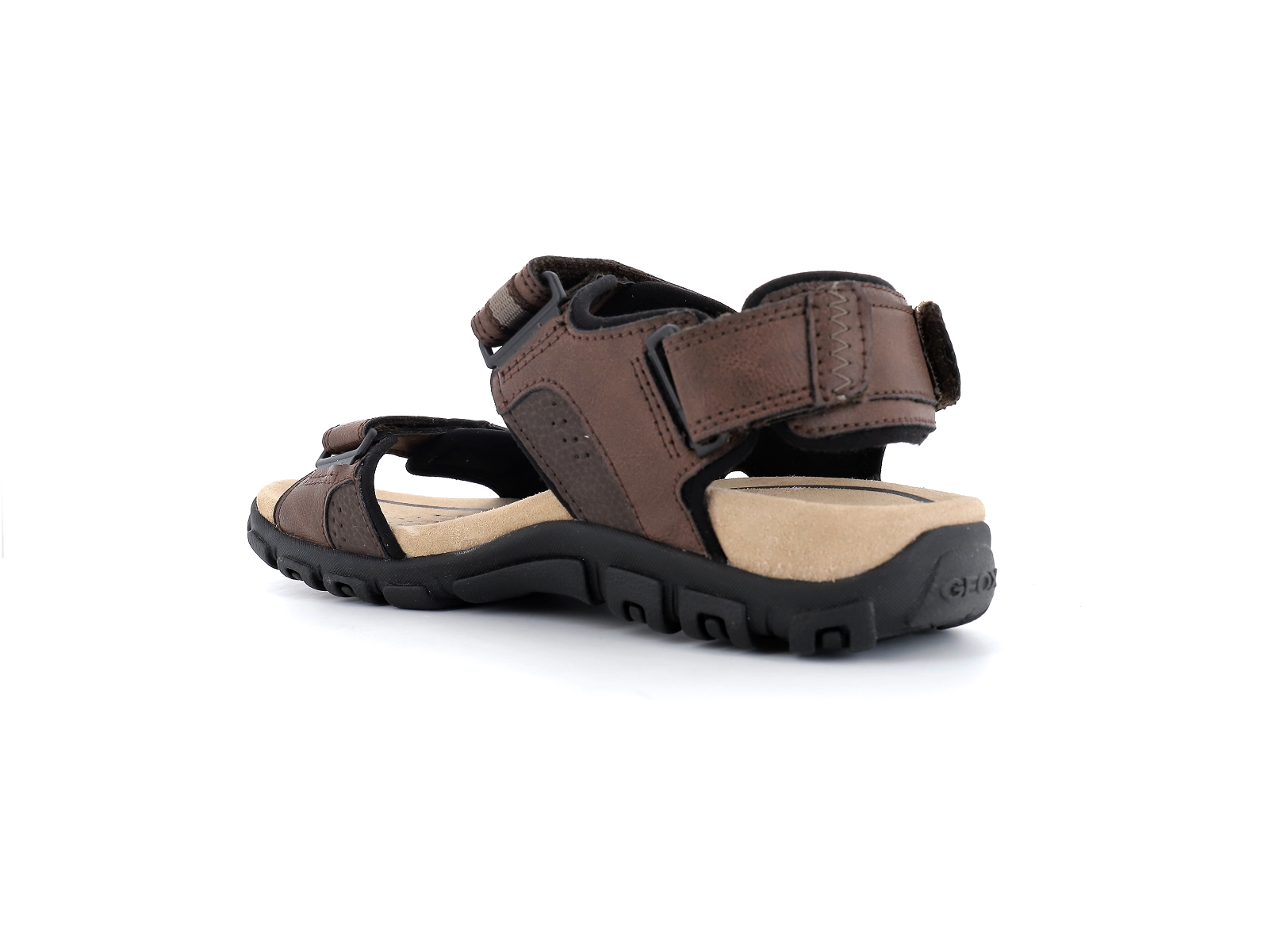 Geox-U SANDAL STRADA-U2524C Matières combinées Marron Foncé