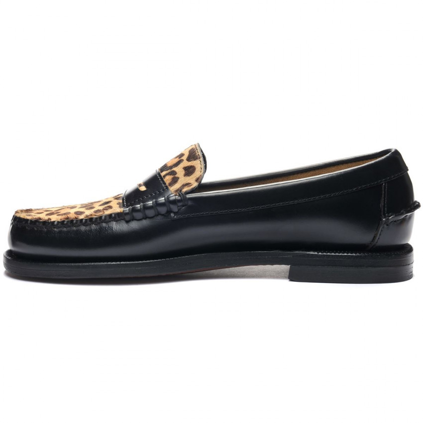 DAN VAMP WILD Leopard-Mocassin femme en cuir brossé