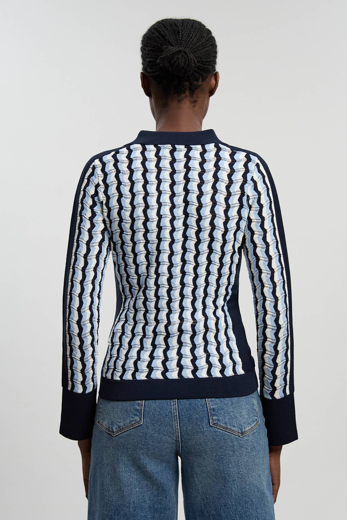 KarenMillen Haut À Col Contrastant En Maille Pointelle