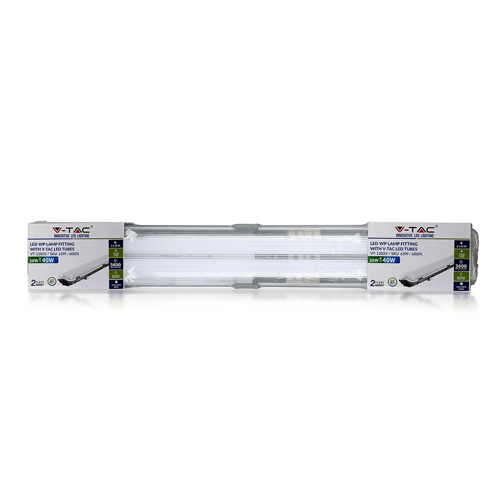 V-TAC VT-12023 - LED-lichtstrip met buizen - IP65 - Wit - 36W - 3400 lumen - 6400K - 120cm x 2