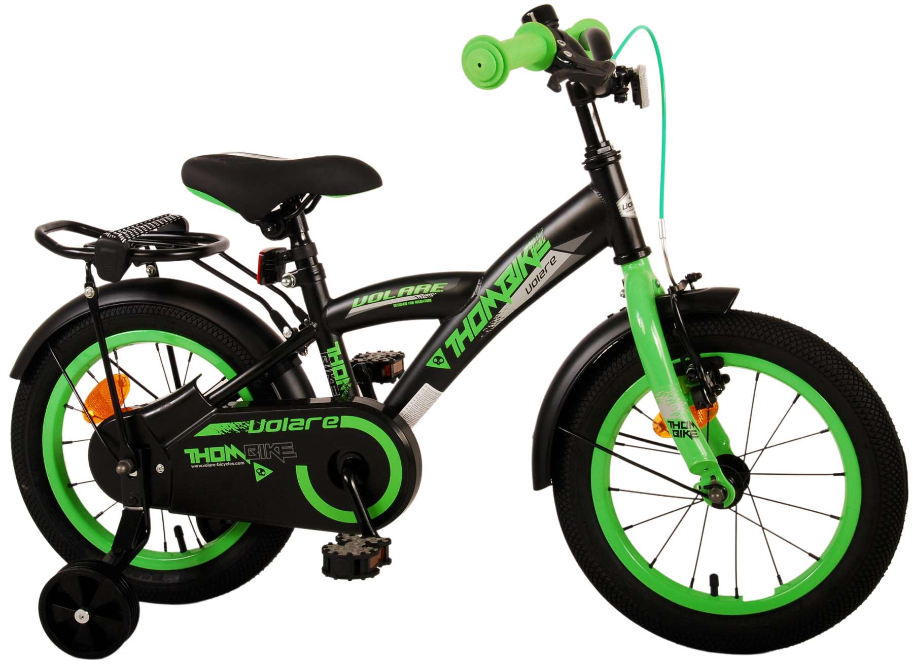 Kinderfahrrad Thombike für Jungen 14 Zoll Kinderrad in Schwarz Grün