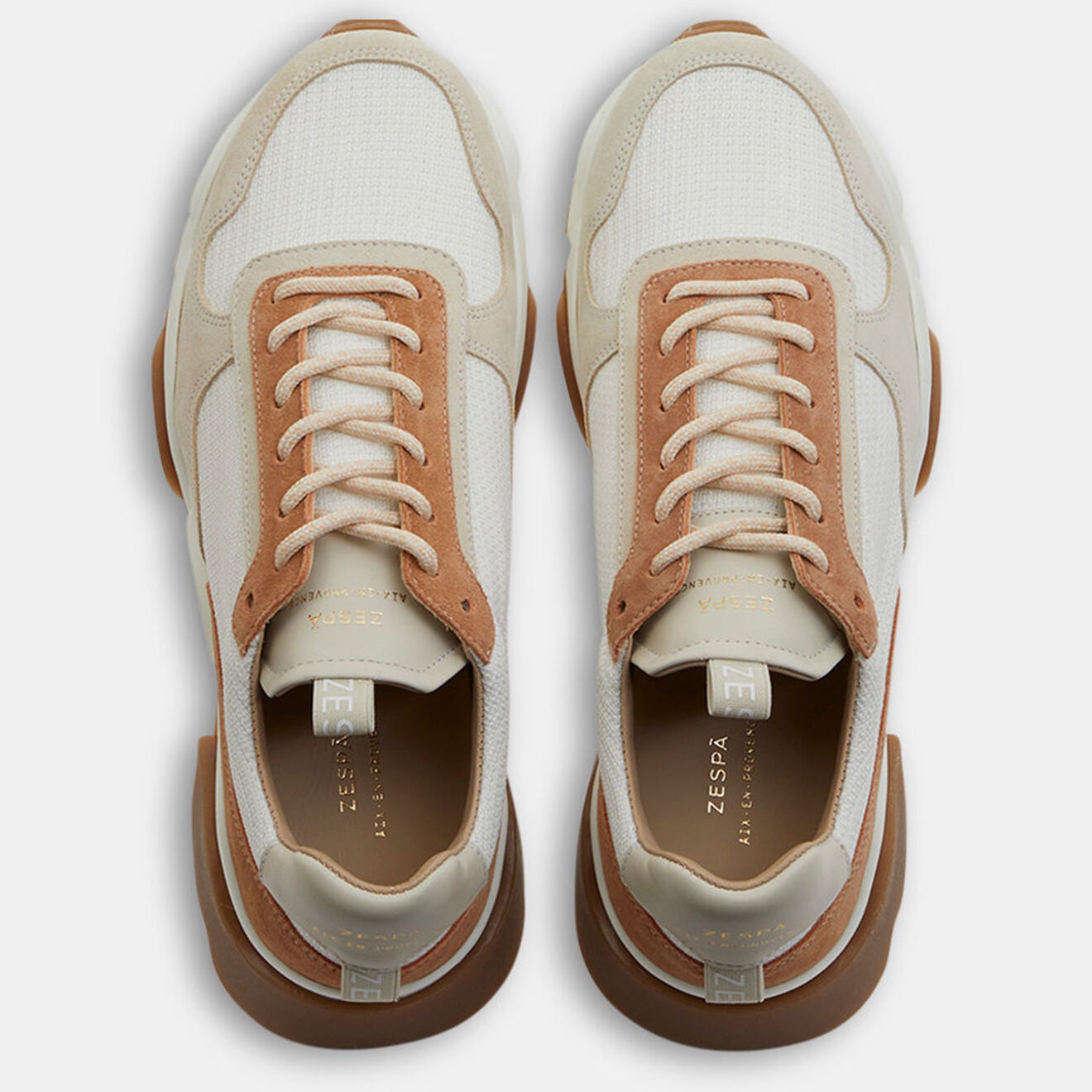 Zespa Baskets en Cuir & Textile Liya beige/marron