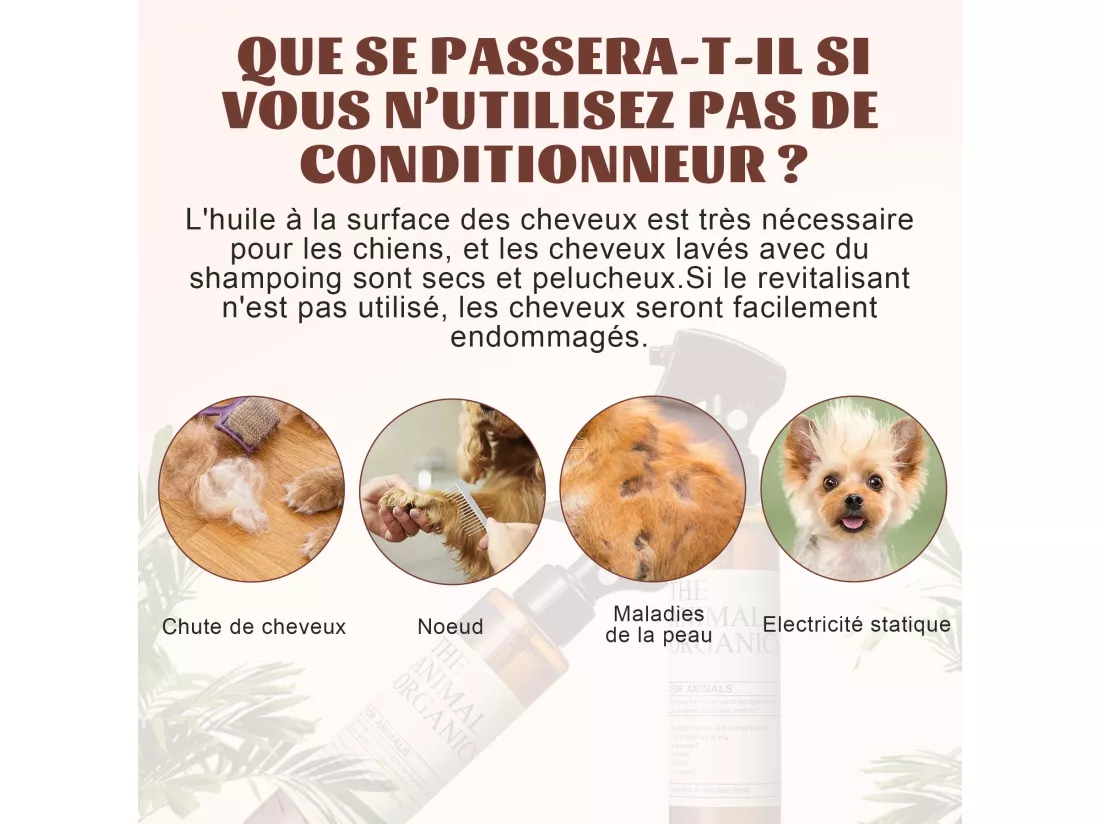 Soins du pelage THE ANIMAL ORGANICS, sprays pour pelage pour chiens, fabriqué au Japon, 150 ml