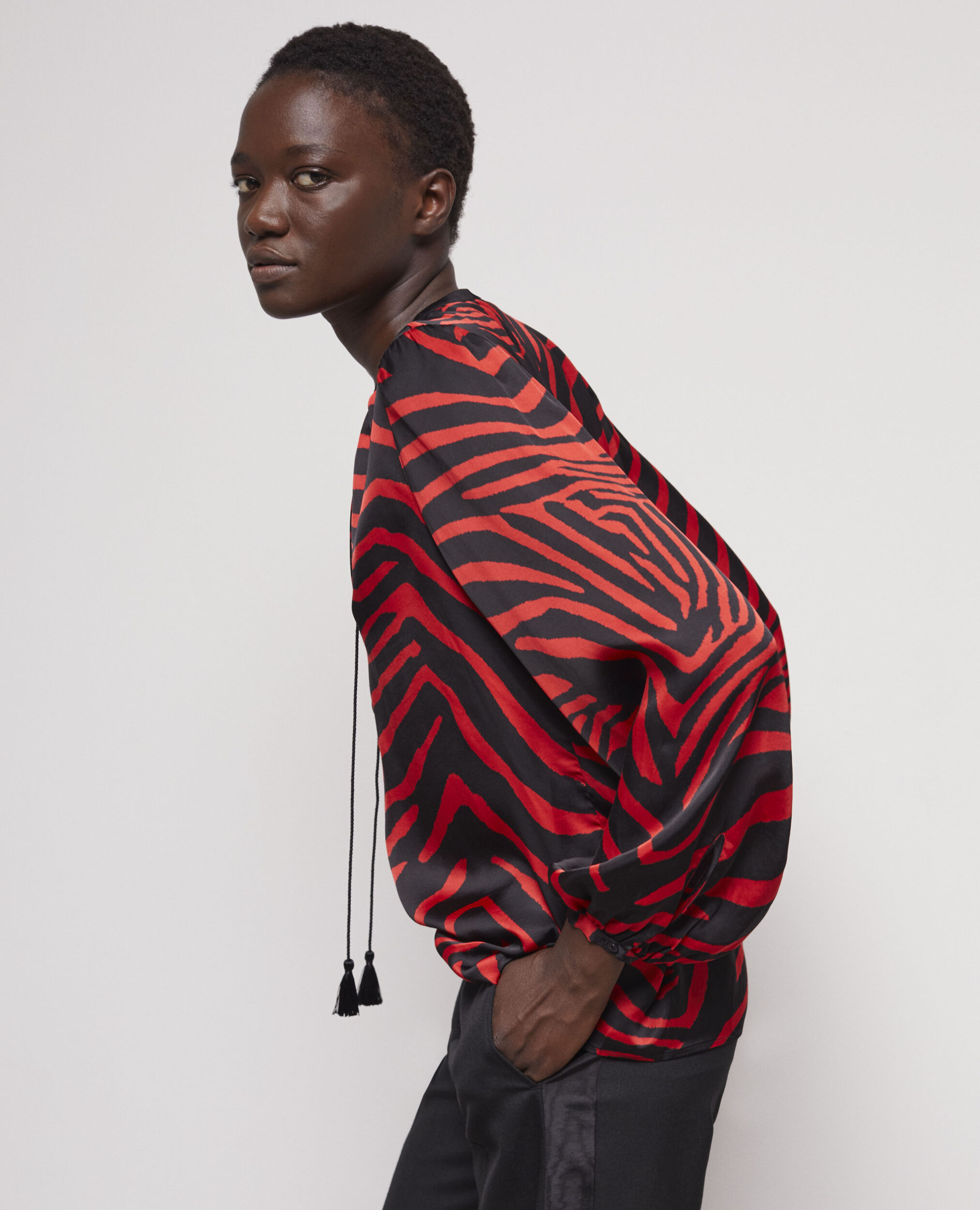 Blouse imprimée zébré rouge