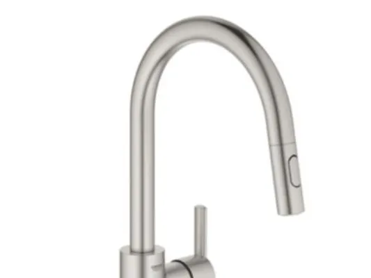 Grohe Feel etgr køk brus dual - Etgrebskøkkenbatteri, C-tud, zero, højt udløb, supersteel