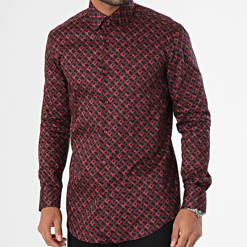 Chemise Manches Longues Slim Hank 50502888 Bordeaux Noir
