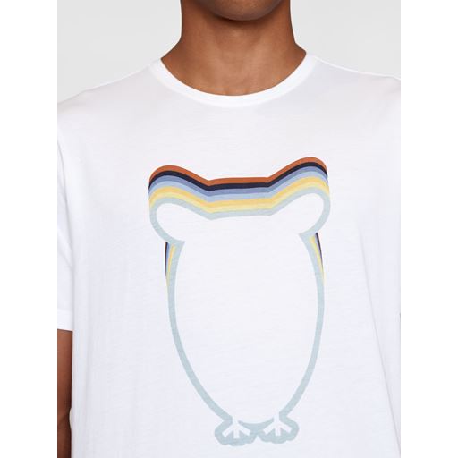 Knowledge Cotton Apparel Big Owl Print T-shirt, Bright White, XXL