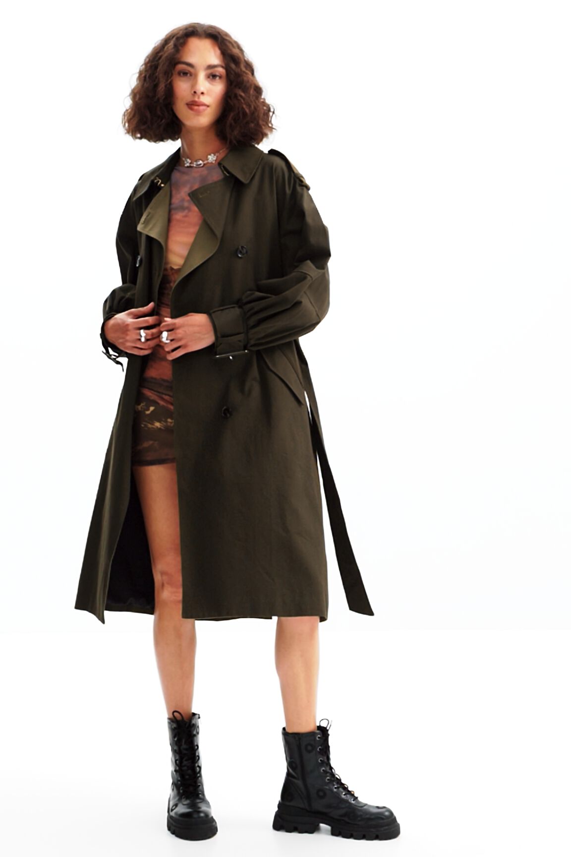 Trench coat oversized com cinto