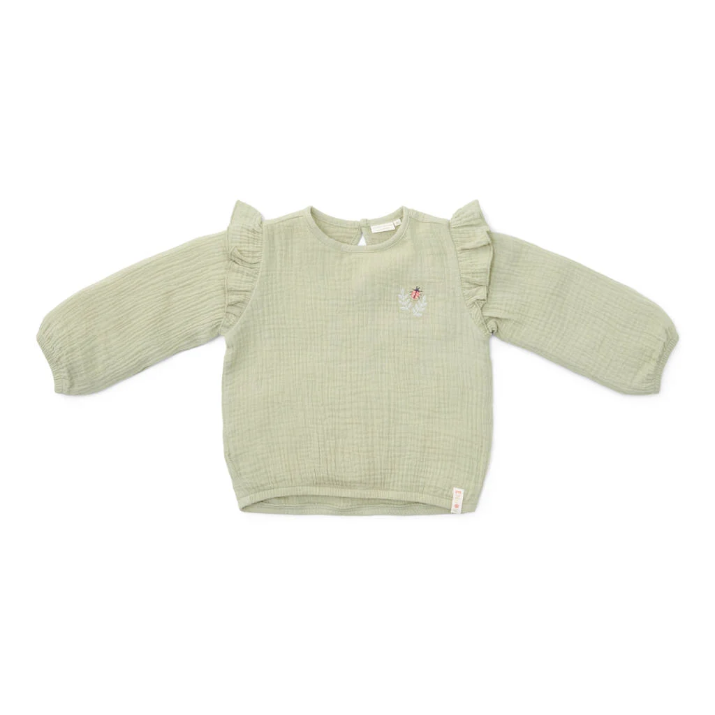 Little Dutch longsleeve met ruches groen