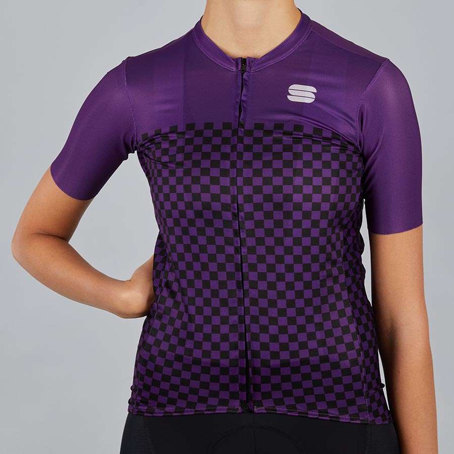 Sportful Checkmate Fietsshirt Korte Mouwen Paars Dames