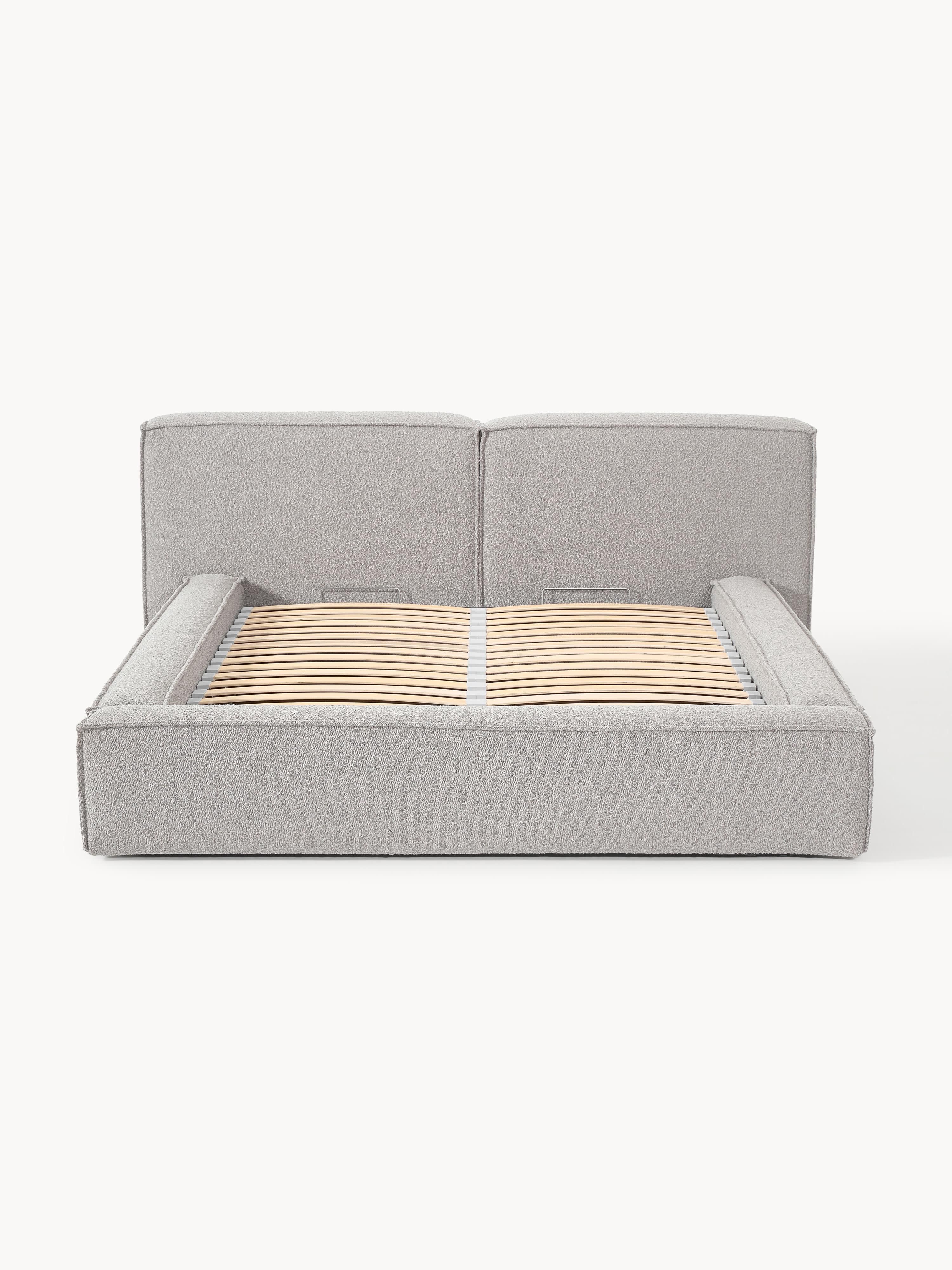 Bouclé gestoffeerd bed Lennon met opbergruimte