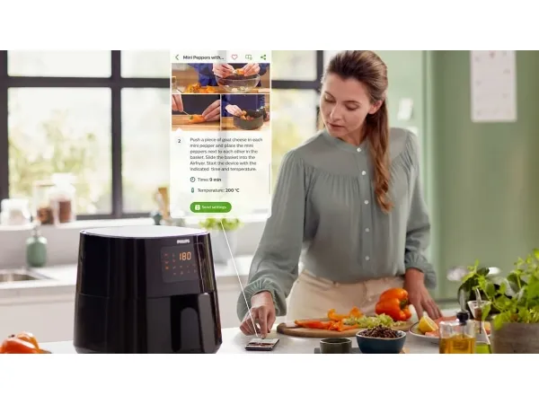 Philips Essential HD9280 Airfryer XL - Varmluftsrister - 6.2 liter - 2000 W - mørk sølv/sort