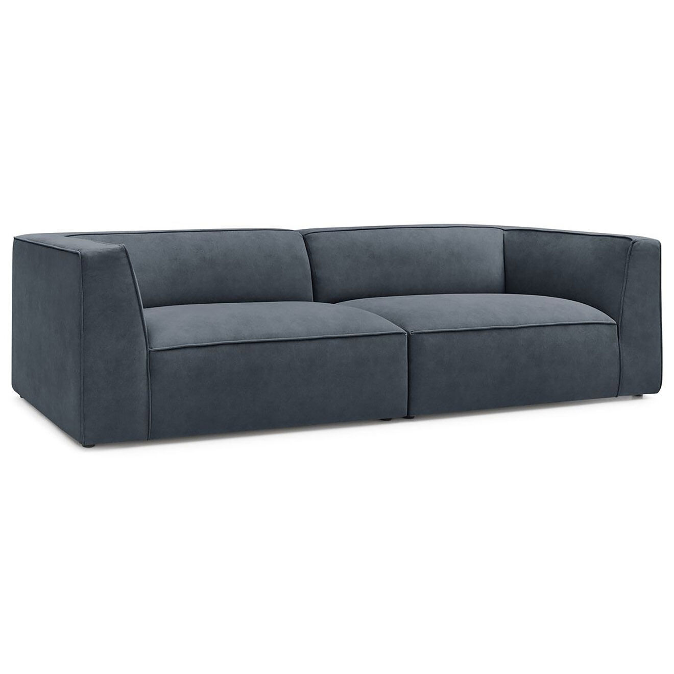 Bobochic Canapé droit fixe 4 places en Velours Molière gris foncé - 273x99x71 cm