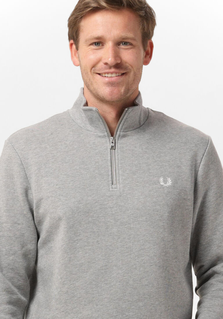 FRED PERRY lichtgrijze fred perry sweater half zip sweatshirt