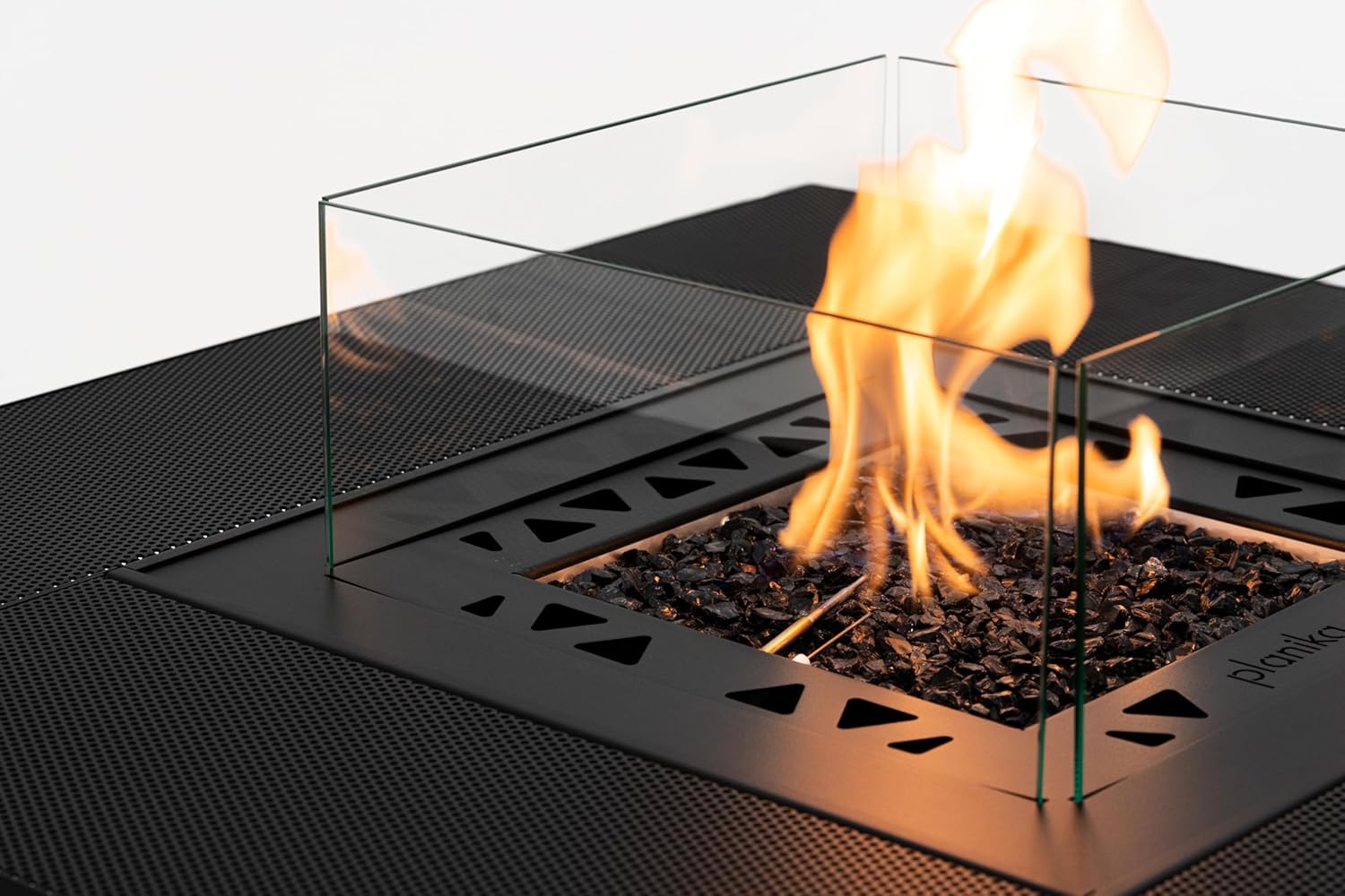 Square Table High mit Gas-Feuerstelle für den Außenbereich – 2-in-1 Feuerstelle & Cocktailtisch mit verstecktem Gasflaschenfach und Schutzabdeckung – Ideal für Terrassen, Restaurants und Außenbereiche