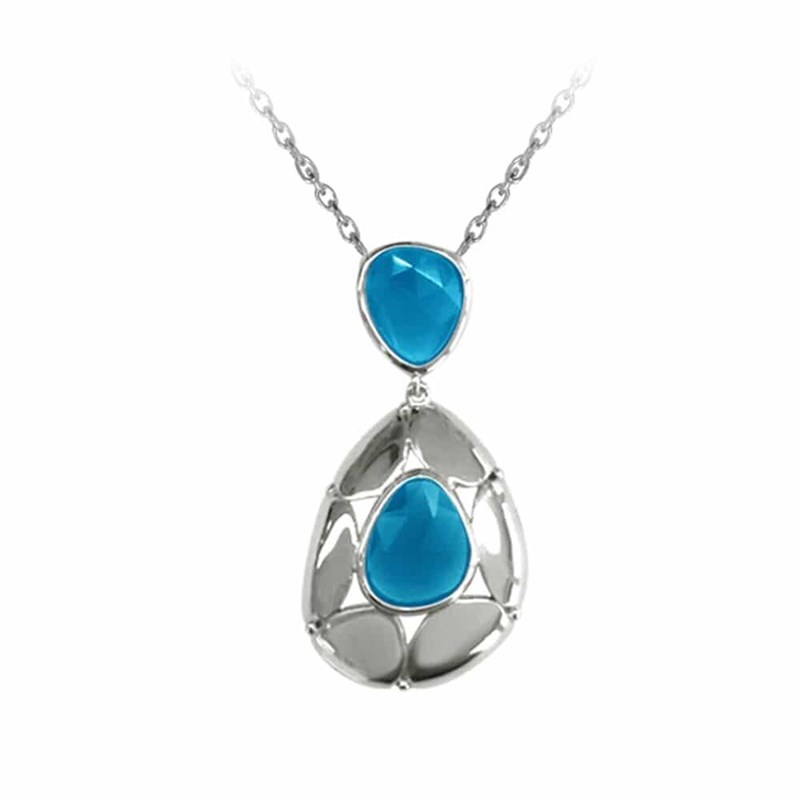 Collier Argent Collection Colors Cristal Argent Et Bleu